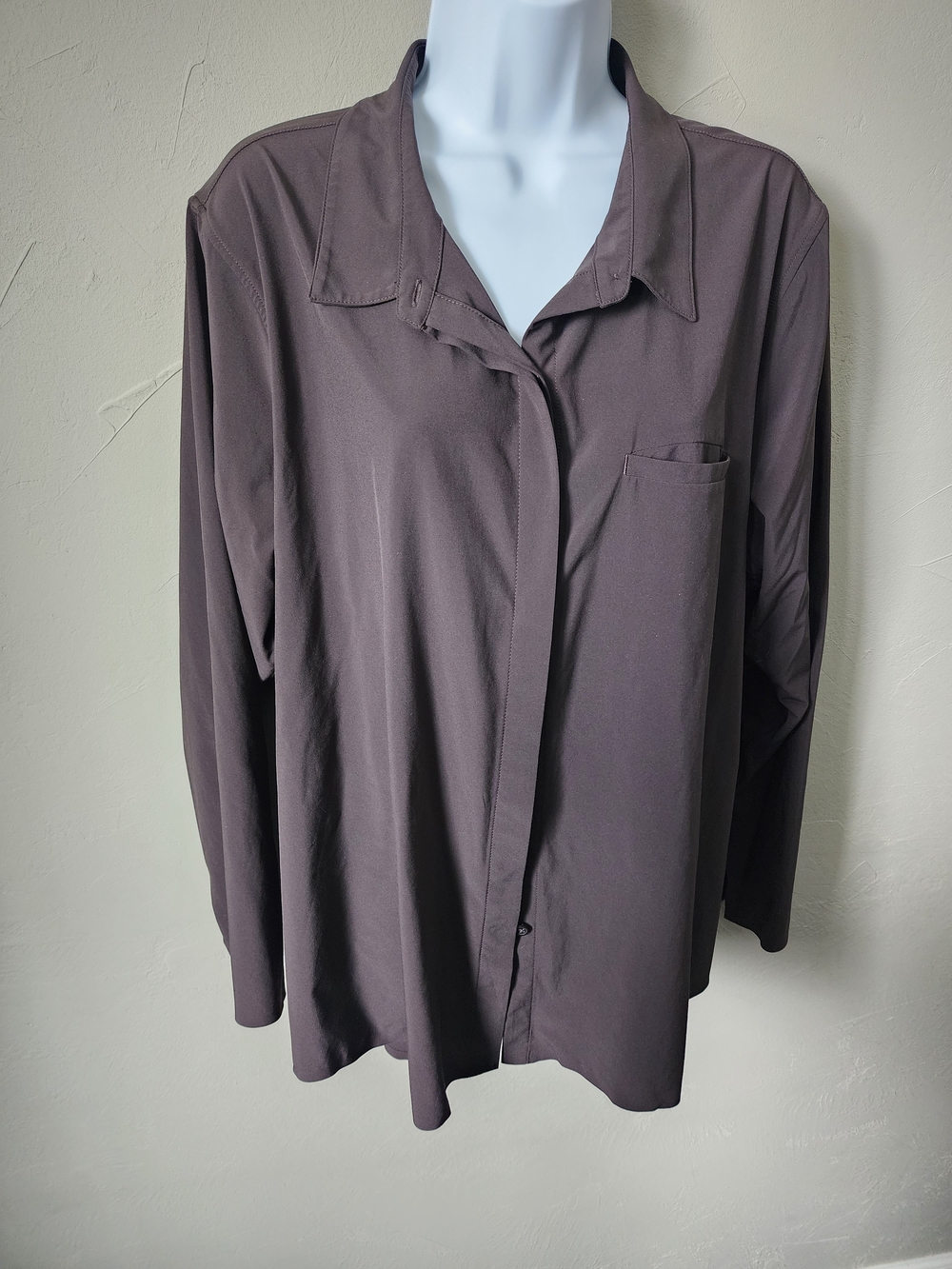 Athleta Dark Brown Long Sleeve Shirt Size 1X